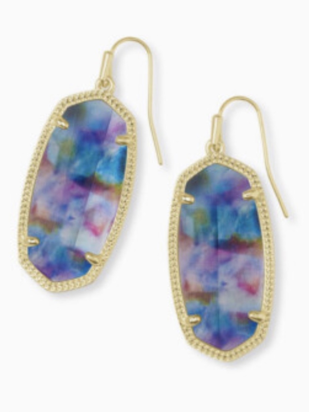 KENDRA SCOTT Danielle Teal Tie Dye Illusion Gold Drop Earrings Glass Gold-Tone